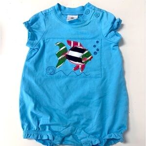 Hanna Andersson Appliqué Fish Bubble Romper 60 3-6m